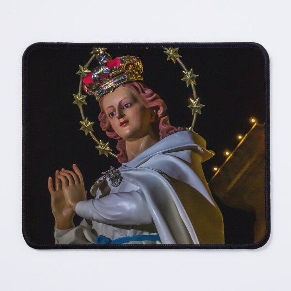 Item preview, Statue Of The Virgin Mary With Crown And Halo Of Stars, Praying Madonna In White Robe designed and sold by Nmallia.