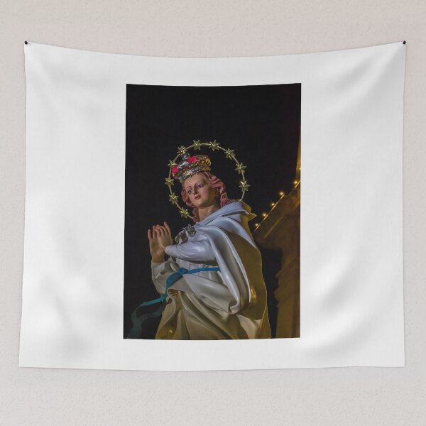 Item preview, Statue Of The Virgin Mary With Crown And Halo Of Stars, Praying Madonna In White Robe designed and sold by Nmallia.