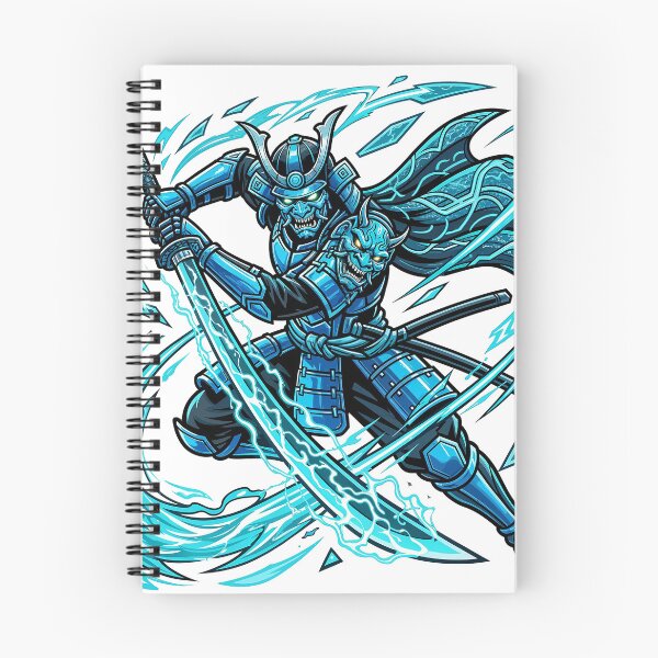Item preview, Cyber Oni Samurai Warrior | Neon Blue Japanese Demon Sword Art designed and sold by Grapyziip.