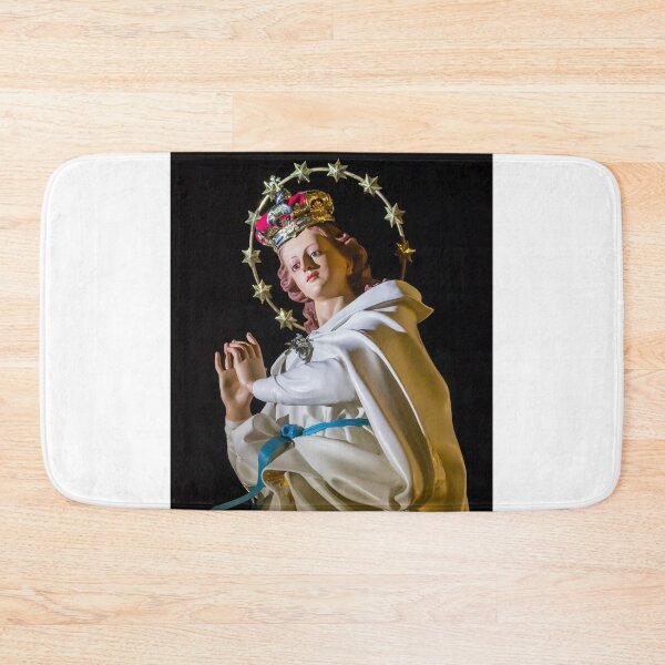 Item preview, Statue Of The Virgin Mary With Crown And Halo Of Stars, Praying Madonna In White Robe designed and sold by Nmallia.
