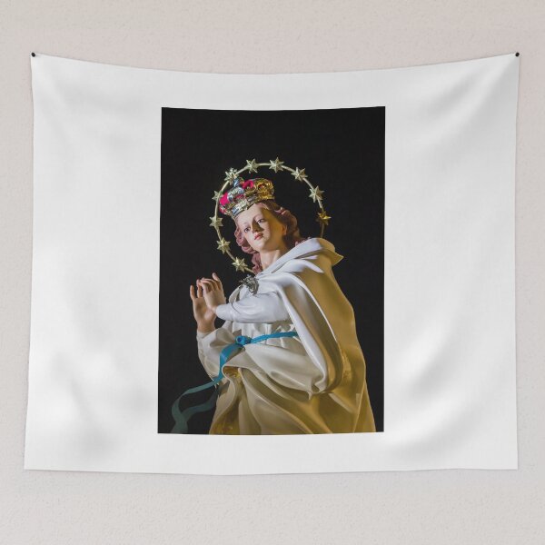 Item preview, Statue Of The Virgin Mary With Crown And Halo Of Stars, Praying Madonna In White Robe designed and sold by Nmallia.