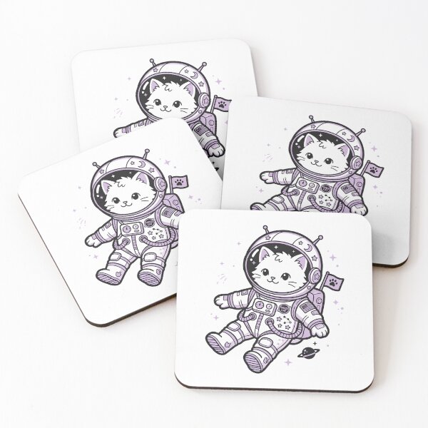 Item preview, Cosmic Astronaut Kitten Minimalist Line Art Sticker designed and sold by pickzone.