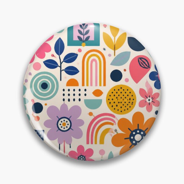 Artikelvorschau, Skandinavisches Blumenmuster in Regenbogenfarben | Farbenfrohes botanisches Design im Stil der Mitte des 20. Jahrhunderts entworfen und verkauft von My Gluten Free Life UK.