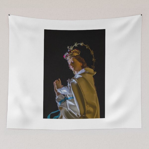 Item preview, Statue Of The Virgin Mary With Crown And Halo Of Stars, Praying Madonna In White Robe designed and sold by Nmallia.