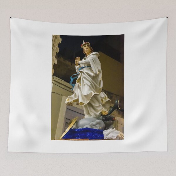 Item preview, Statue Of The Virgin Mary With Crown And Halo Of Stars, Praying Madonna In White Robe designed and sold by Nmallia.