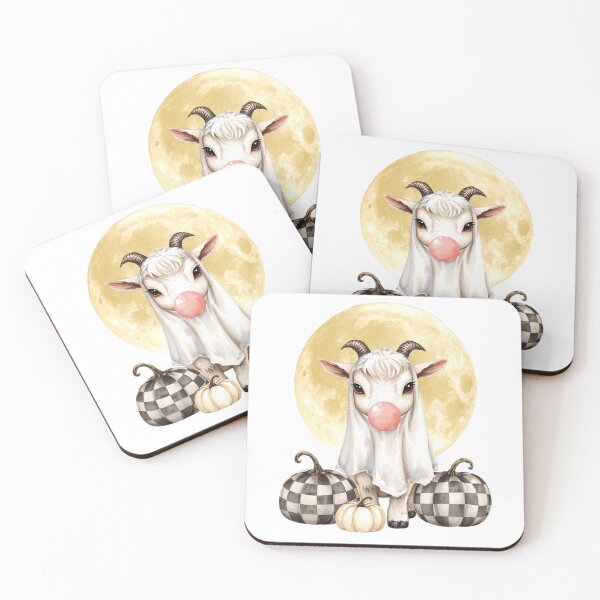 Item preview, Cute Ghost Goat Halloween Moon Watercolor designed and sold by Oddifys.