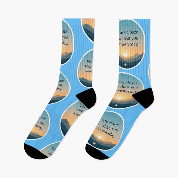 Item preview, You Are Closer Today Than You Were Yesterday Sunrise Mountain Sticker designed and sold by Scro-Ciob-Shop.