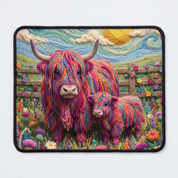 Item preview, Domestic Yak Mom and Yarn Calf in Their Pasture designed and sold by Tridentulus.