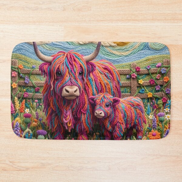 Item preview, Domestic Yak Mom and Yarn Calf in Their Pasture designed and sold by Tridentulus.