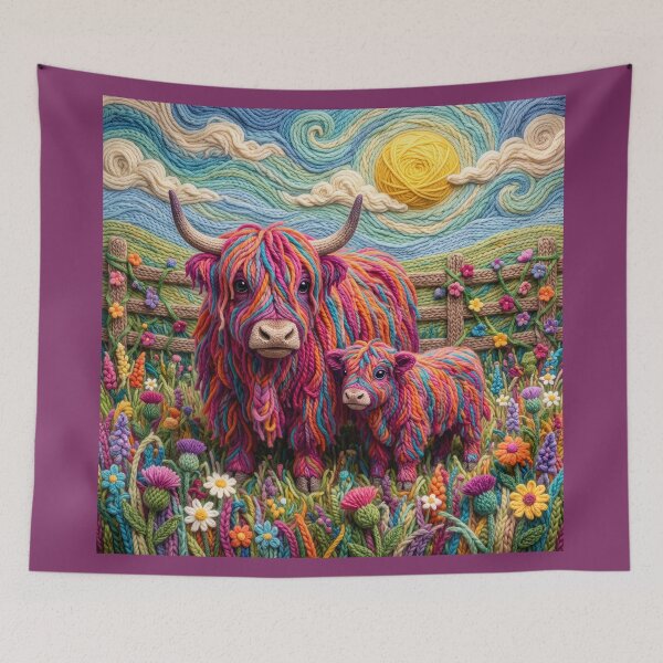 Item preview, Domestic Yak Mom and Yarn Calf in Their Pasture designed and sold by Tridentulus.