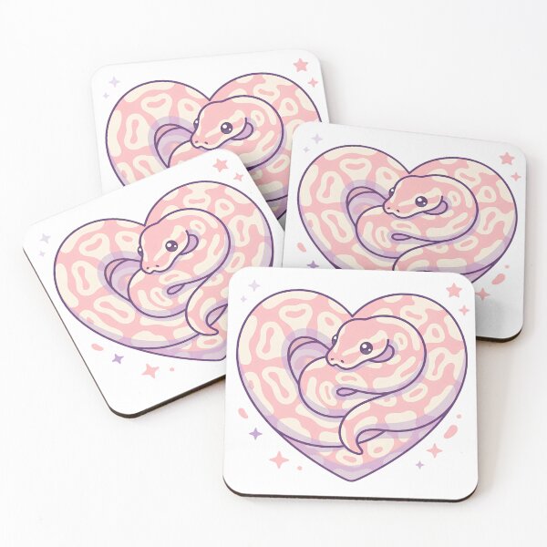 Artikelvorschau, Kawaii-Königspython in einem rosa Herz – Pastellfarbene Schlangenliebhaber-Kunst entworfen und verkauft von Dewer Shop.
