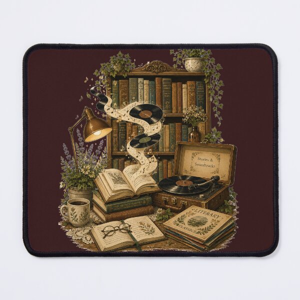 Item preview, Stories & Soundtracks | Vintage Library Vinyl Cottagecore Illustration designed and sold by Golden Era Studio.