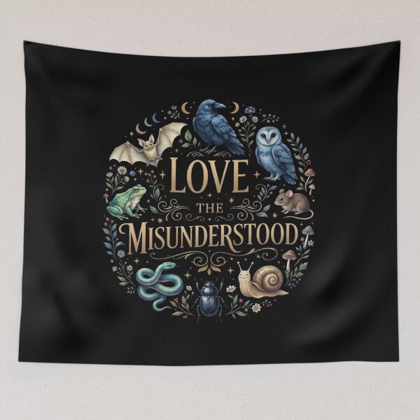 Item preview, Love The Misunderstood Bat Raven Cat Snake Spider Moth Frog T-Shirt | Gothic Nature Animal Lover Graphic Gift designed and sold by Trendably.