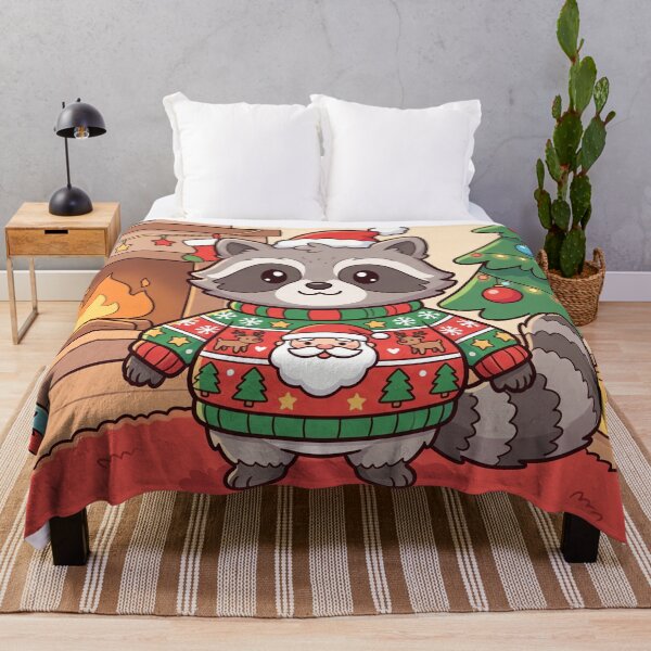 Item preview, jimothy raccoon wearing Ugly Christmas Sweater designed and sold by Softie Sticker Studio.