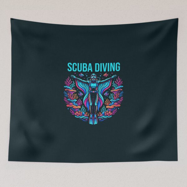 Item preview, Pixel Art Scuba Diving Neon Synthwave Coral Reef Graphic designed and sold by KiwiRider.