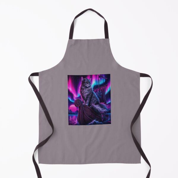 Item preview, Synthwave Viking Cat Northern Lights Retro Sun designed and sold by MonsoonInkX.