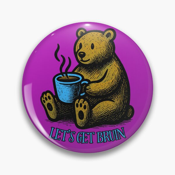 Item preview, Let's Get Bruin Cute Bear Drinking Coffee Tea Cocoa Colorful Linework designed and sold by InkyCorvid.