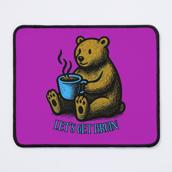 Item preview, Let's Get Bruin Cute Bear Drinking Coffee Tea Cocoa Colorful Linework designed and sold by InkyCorvid.