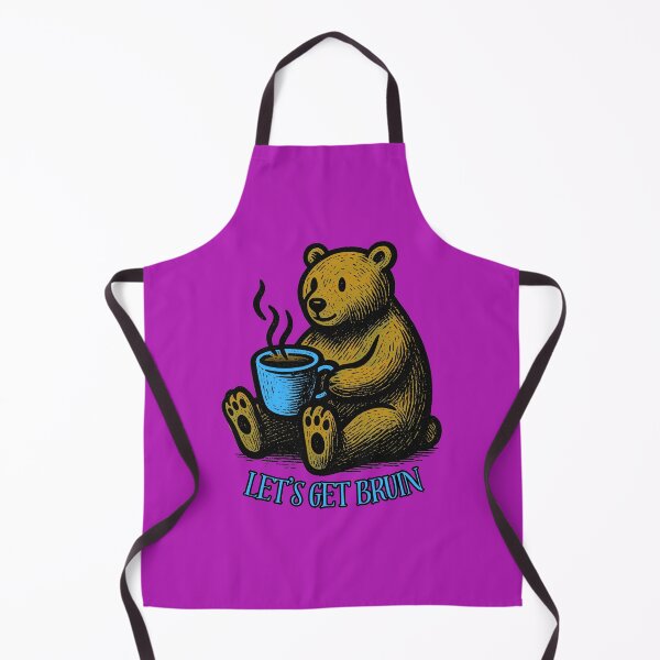 Item preview, Let's Get Bruin Cute Bear Drinking Coffee Tea Cocoa Colorful Linework designed and sold by InkyCorvid.
