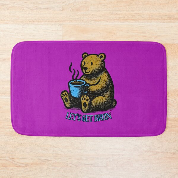 Item preview, Let's Get Bruin Cute Bear Drinking Coffee Tea Cocoa Colorful Linework designed and sold by InkyCorvid.
