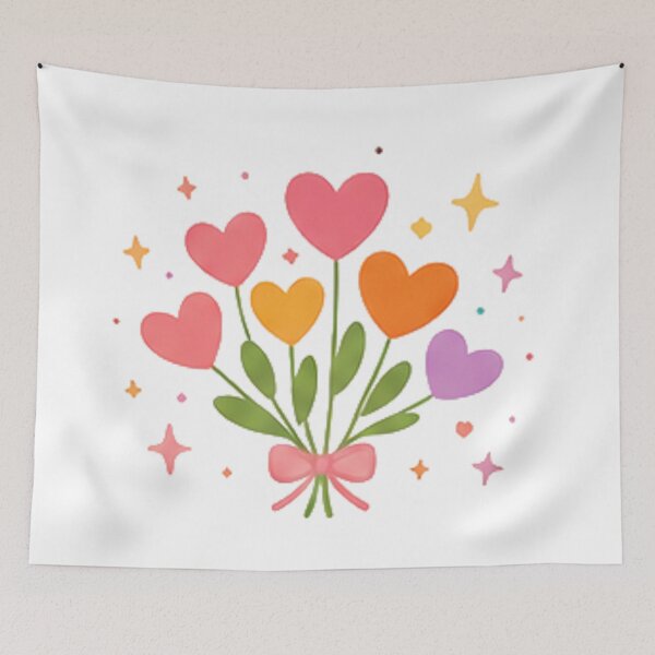Item preview, Colorful Heart Bouquet Whimsical Pastel Valentine Aesthetic designed and sold by Rehnair.