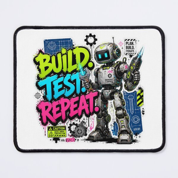 Item preview, BUILD. TEST. REPEAT. Graffiti Sticker PNG | Futuristic Robot Engineer | Coding & AI Tech Laptop Vinyl Decal | Programmer Gift designed and sold by Stylestickers55.