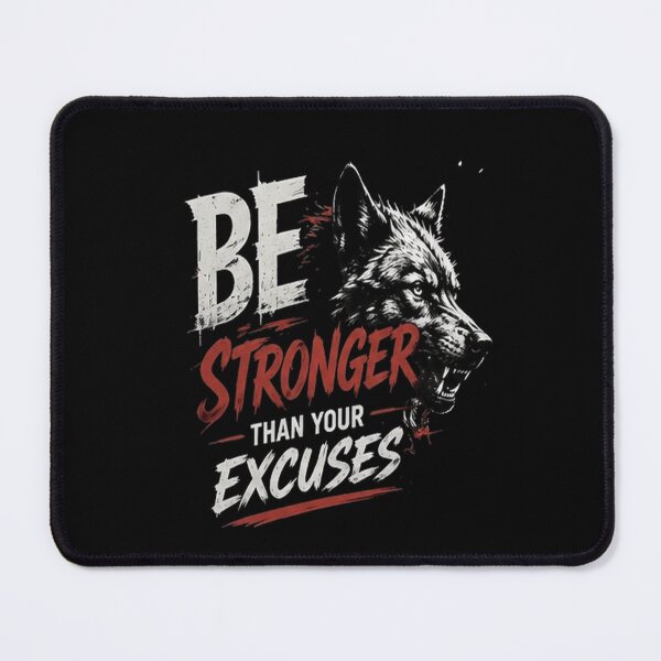 Item preview, Be Stronger Than Your Excuses Wolf Motivational Quote designed and sold by LUKOWEAR.