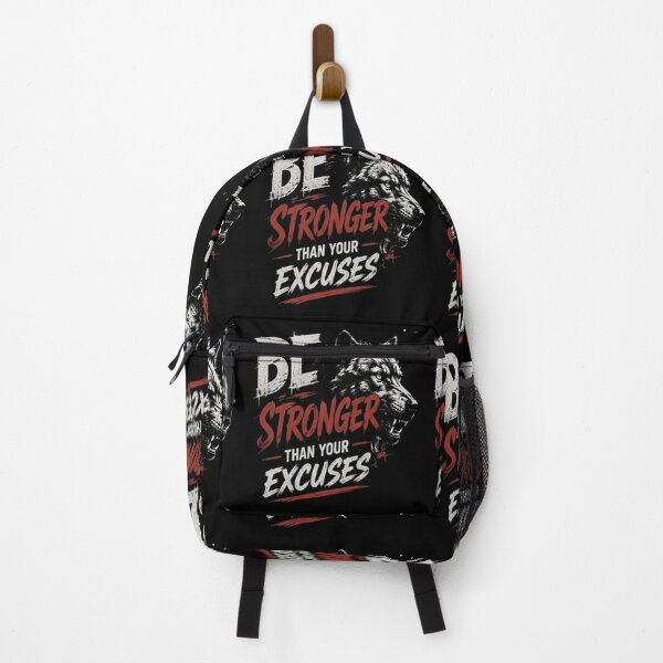 Item preview, Be Stronger Than Your Excuses Wolf Motivational Quote designed and sold by LUKOWEAR.