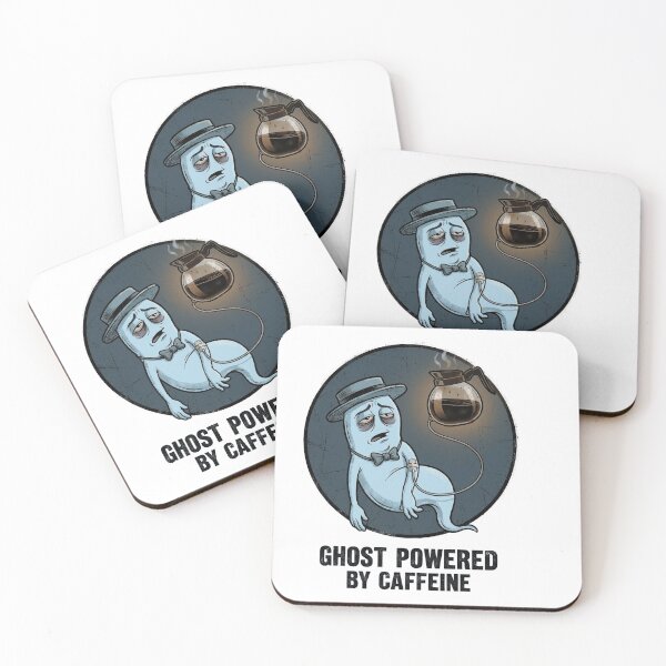 Item preview, Ghost Powered By Caffeine Coffee T-Shirt designed and sold by CerealBoxInk.