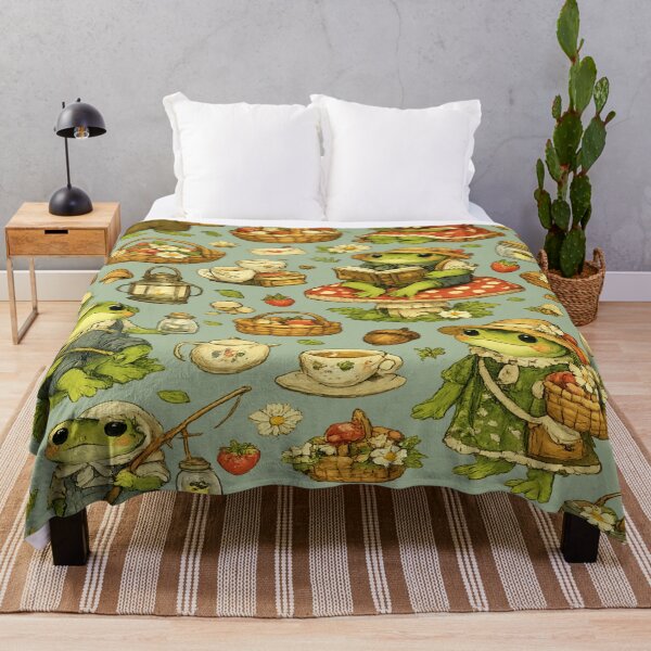 Item preview, Cute Cottagecore Frog Seamless Pattern | Whimsical Forest Frogs, Mushrooms & Wildflowers designed and sold by AvalonTshirts.