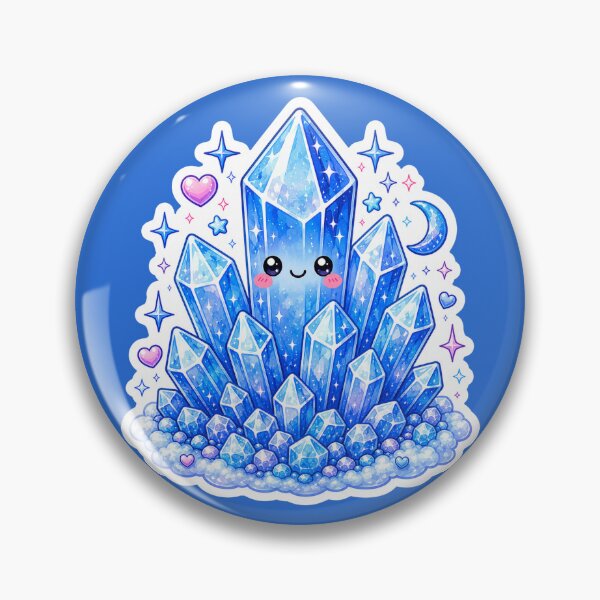 Item preview, Cute Kawaii Blue Crystal Cluster Sticker designed and sold by Christiana-Art.