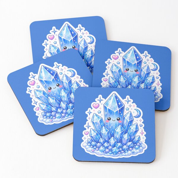 Item preview, Cute Kawaii Blue Crystal Cluster Sticker designed and sold by Christiana-Art.