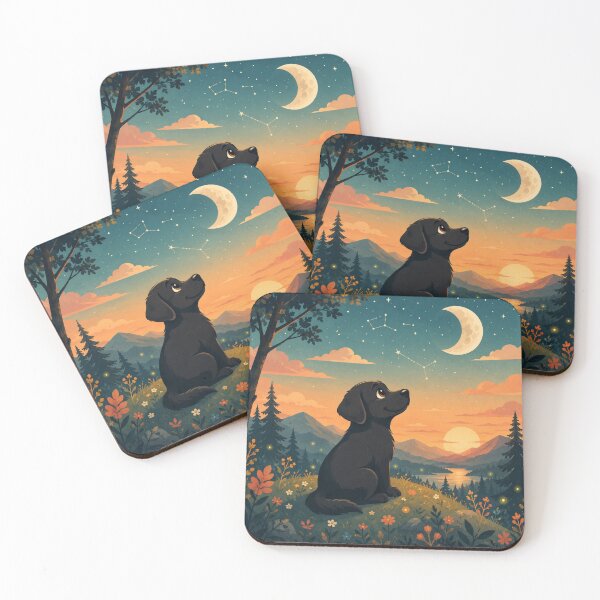 Item preview, Constellation Night – Black Labrador Under the Stars | Cozy Fantasy Nature Illustration designed and sold by Goodthingstree.