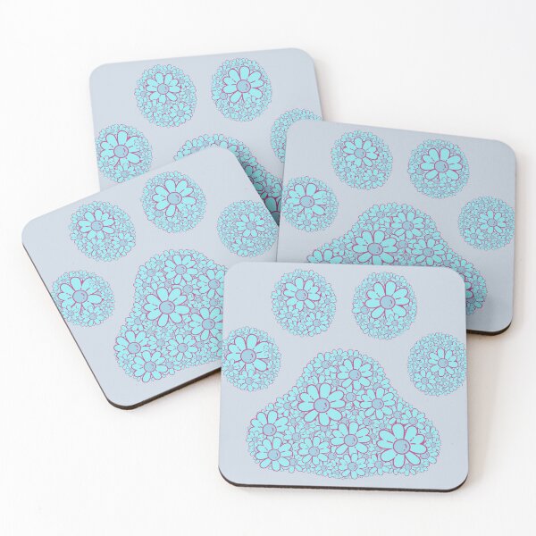 Item preview, Retro Turquoise daisy dog paw print  designed and sold by Doodles Down South.