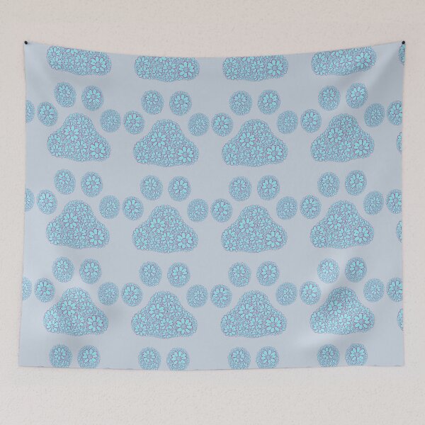 Item preview, Retro Turquoise daisy dog paw print  designed and sold by Doodles Down South.