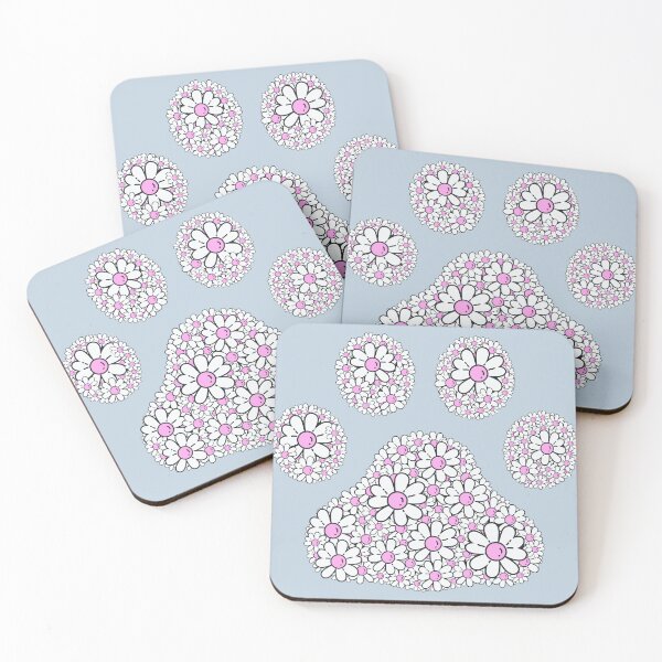 Item preview, Retro Pink daisy dog paw print  designed and sold by Doodles Down South.