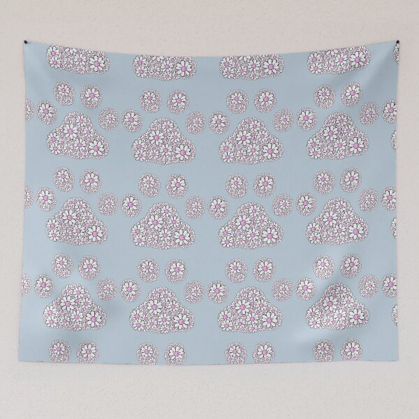 Item preview, Retro Pink daisy dog paw print  designed and sold by Doodles Down South.