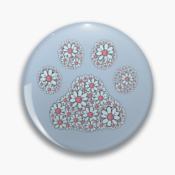 Item preview, Retro blue daisy dog paw print designed and sold by Doodles Down South.