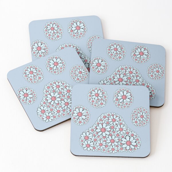 Item preview, Retro blue daisy dog paw print designed and sold by Doodles Down South.