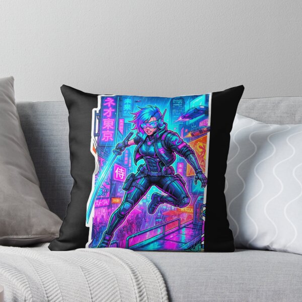 Item preview, Cyberpunk Samurai Neon Future City Warrior Sticker designed and sold by ExploreAura Studio.
