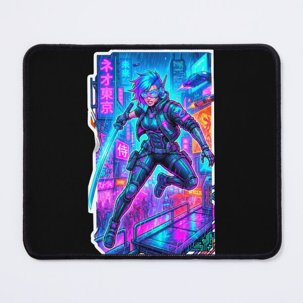Item preview, Cyberpunk Samurai Neon Future City Warrior Sticker designed and sold by ExploreAura Studio.