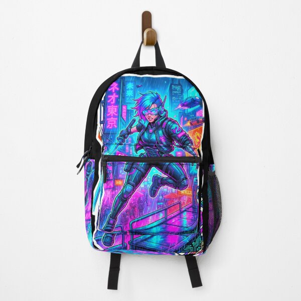 Item preview, Cyberpunk Samurai Neon Future City Warrior Sticker designed and sold by ExploreAura Studio.