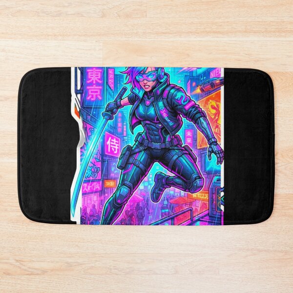 Item preview, Cyberpunk Samurai Neon Future City Warrior Sticker designed and sold by ExploreAura Studio.