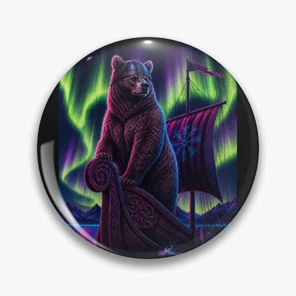 Item preview, Viking Bear Berserker Longship Aurora Art designed and sold by MonsoonInkX.