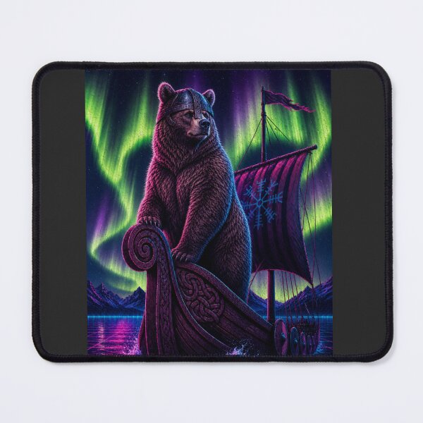 Item preview, Viking Bear Berserker Longship Aurora Art designed and sold by MonsoonInkX.