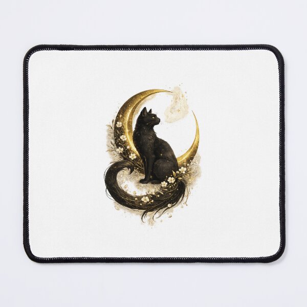Item preview, Moonlit Black Cat | Elegant Lunar Botanical Art designed and sold by Norique_7.
