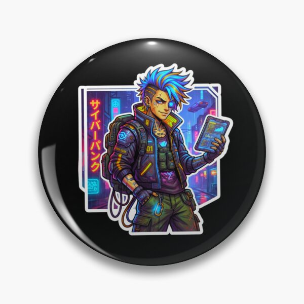 Item preview, Cyberpunk Hacker Neon Future Tech Character Sticker designed and sold by ExploreAura Studio.