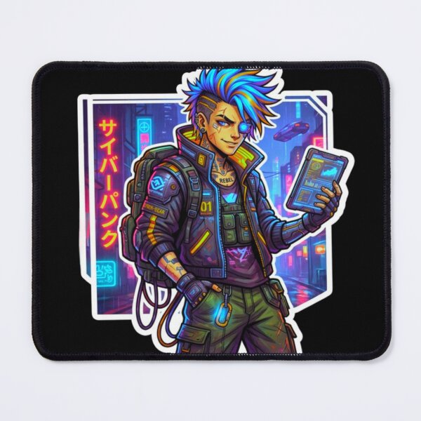 Item preview, Cyberpunk Hacker Neon Future Tech Character Sticker designed and sold by ExploreAura Studio.