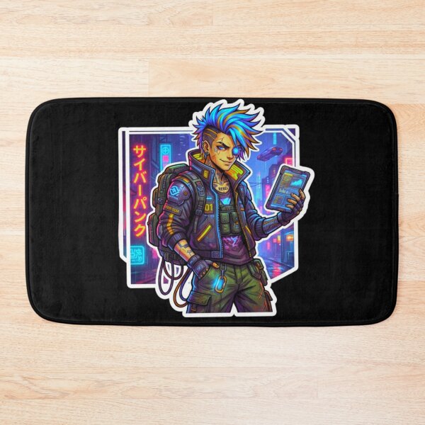 Item preview, Cyberpunk Hacker Neon Future Tech Character Sticker designed and sold by ExploreAura Studio.