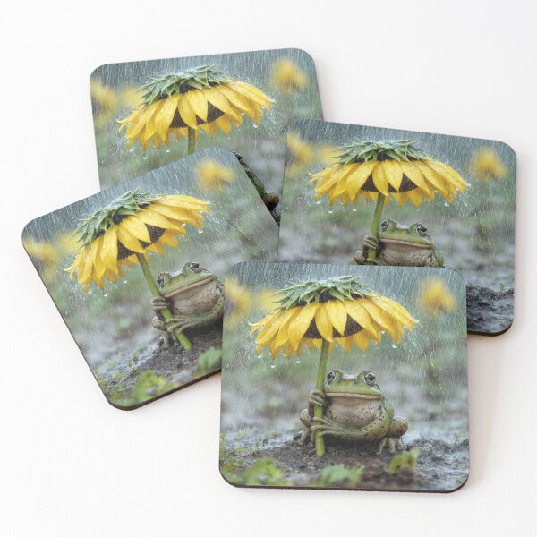 Item preview, Frog with a Sunflower Umbrella in a Rainstorm designed and sold by Maria Dryfhout.